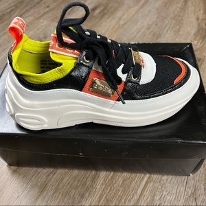 Bebe orange and black lace up sneaker tennis shoes size 6 women’s new in box